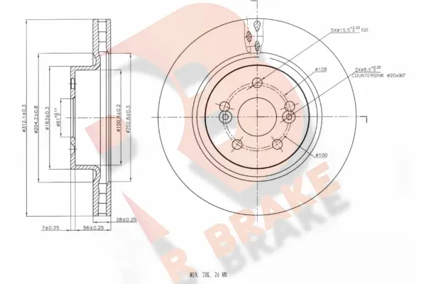 Disque de frein R BRAKE 78RBD26573