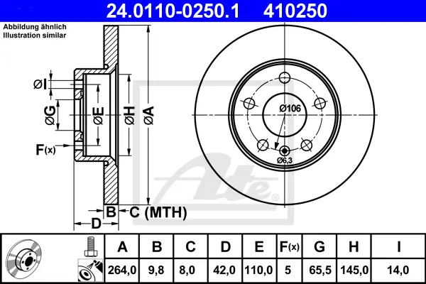 Disque de frein ATE-APAC 24.0110-0250.1