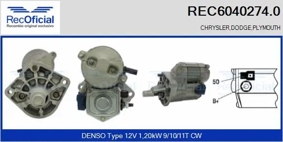 Démarreur RECOFICIAL REC6040274.0