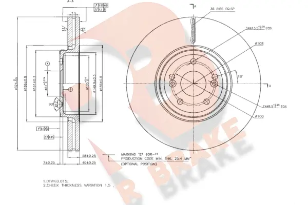 Disque de frein R BRAKE 78RBD27357