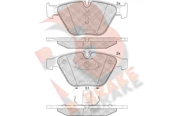 Kit de plaquettes de frein, frein à disque R BRAKE RB1940-203