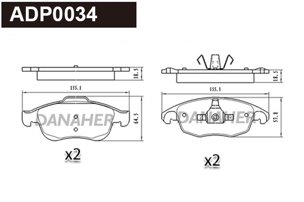 Kit de plaquettes de frein, frein à disque DANAHER ADP0034