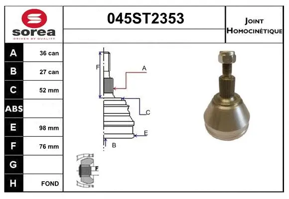 Jeu de joints, arbre de transmission STARTCAR 045ST2353
