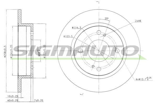 Disque de frein SIGMAUTO DBA659S
