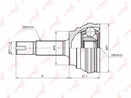 Jeu de joints, arbre de transmission LYNXAUTO CO-7505