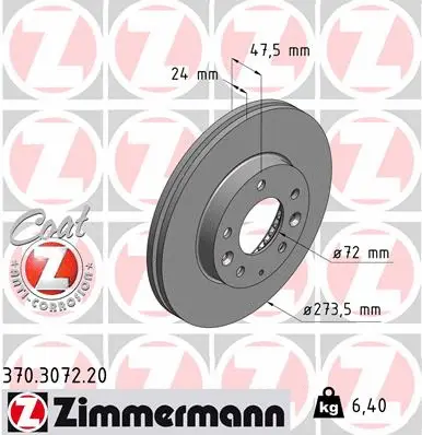 Disque de frein ZIMMERMANN 370.3072.20
