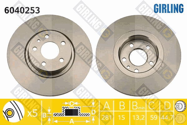 Disque de frein GIRLING 6040253