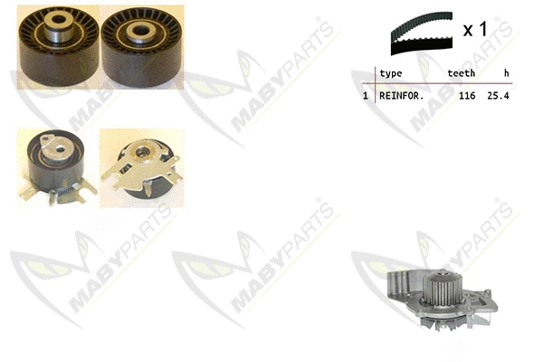 Pompe à eau + kit de courroie crantée MABYPARTS OBKWP0068
