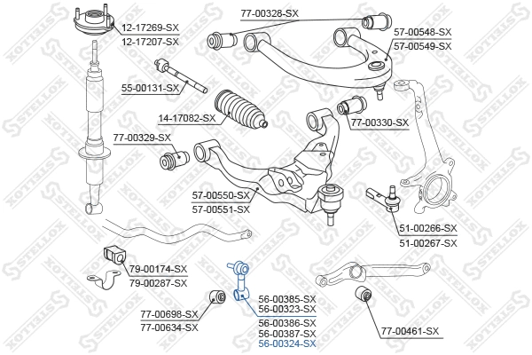 Entretoise/tige, stabilisateur STELLOX 56-00324-SX