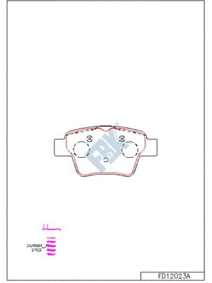 Kit de plaquettes de frein, frein à disque FBK FD12023A