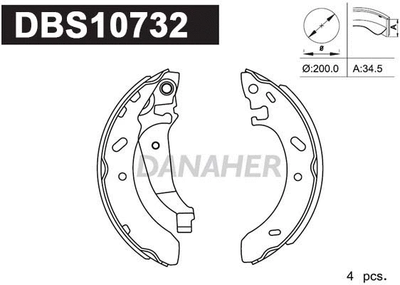 Jeu de mâchoires de frein DANAHER DBS10732