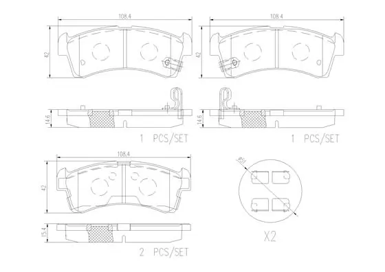 Kit de plaquettes de frein, frein à disque BREMBO P 79 038