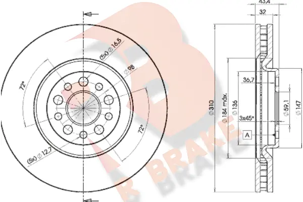 Disque de frein R BRAKE 78RBD24684