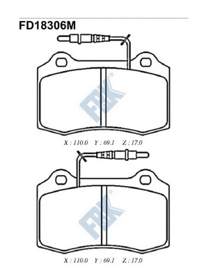 Kit de plaquettes de frein, frein à disque FBK FD18306M