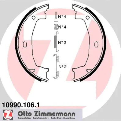 Jeu de mâchoires de frein, frein de stationnement ZIMMERMANN 10990.106.1