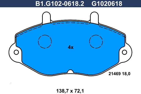 Kit de plaquettes de frein, frein à disque GALFER B1.G102-0618.2