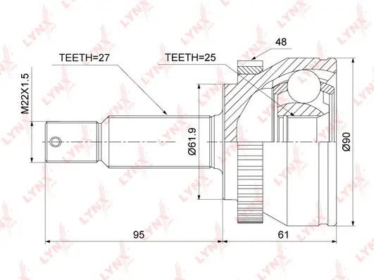 Jeu de joints, arbre de transmission LYNXAUTO CO-3889A