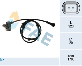 Capteur, vitesse de roue FAE 78352