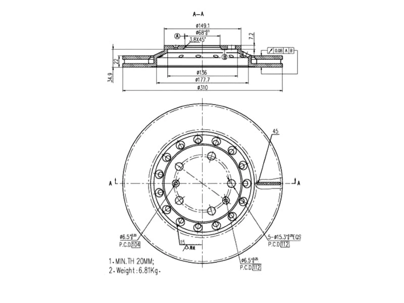 Disque de frein A.Z. Meisterteile AZMT-44-024-1409