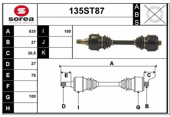 Arbre de transmission STARTCAR 135ST87