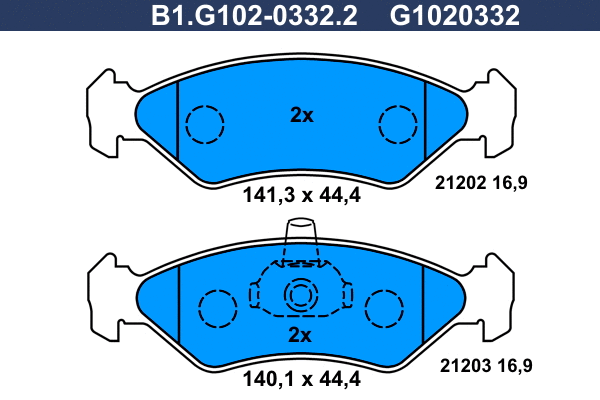 Kit de plaquettes de frein, frein à disque GALFER B1.G102-0332.2