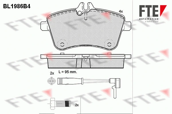 Kit de plaquettes de frein, frein à disque FTE 9010576