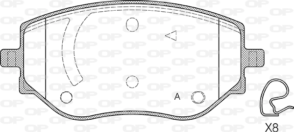 Kit de plaquettes de frein, frein à disque OPEN PARTS BPA1887.00