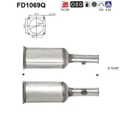 Filtre à particules / à suie, échappement AS FD1069Q