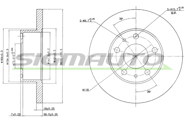 Disque de frein SIGMAUTO DBA758S