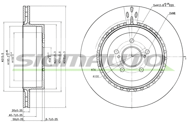 Disque de frein SIGMAUTO DBB750V