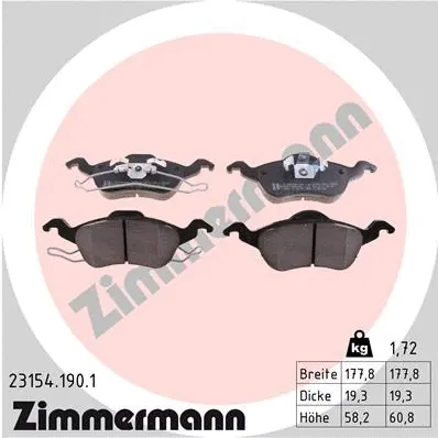 Kit de plaquettes de frein, frein à disque ZIMMERMANN 23154.190.1