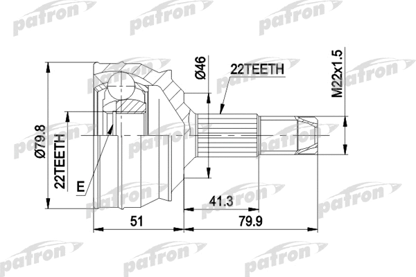 Jeu de joints, arbre de transmission PATRON PCV1226