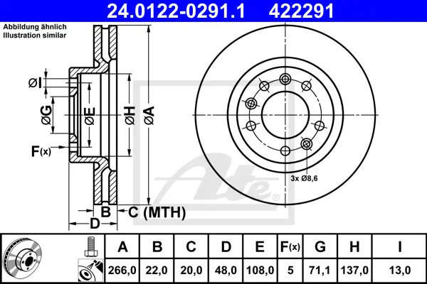 Disque de frein ATE-APAC 24.0122-0291.1