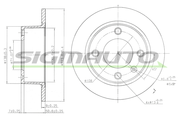 Disque de frein SIGMAUTO DBA490S