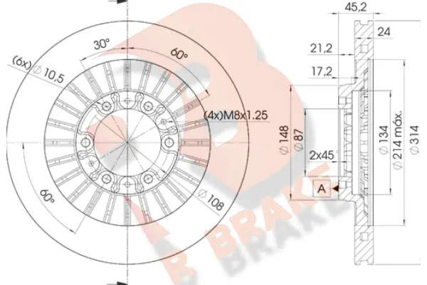 Disque de frein R BRAKE 78RBD27043