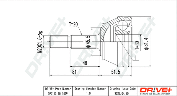 Jeu de joints, arbre de transmission Dr!ve+ DP2110.10.1499