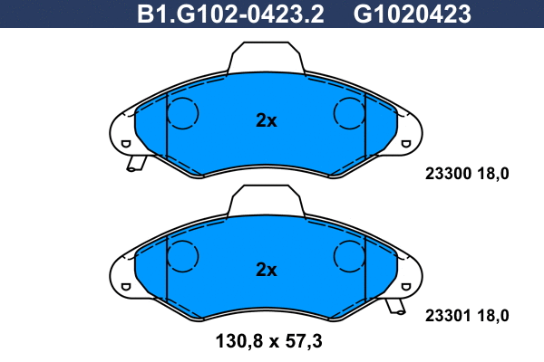 Kit de plaquettes de frein, frein à disque GALFER B1.G102-0423.2