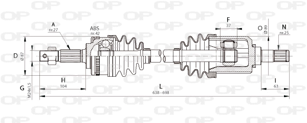 Arbre de transmission OPEN PARTS DRS6325.00