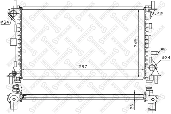 Radiateur, refroidissement du moteur STELLOX 10-25130-SX