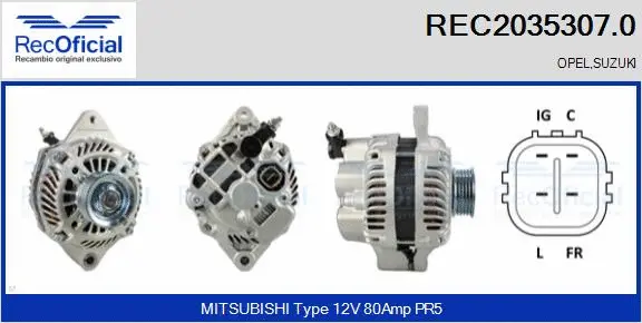Alternateur RECOFICIAL REC2035307.0