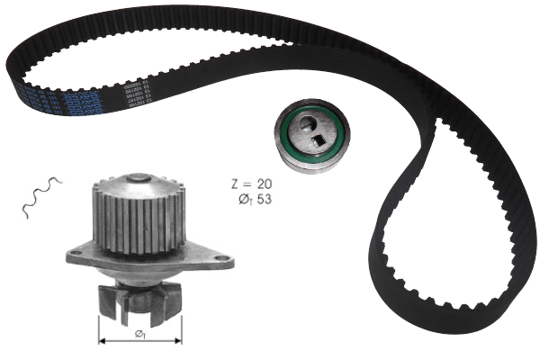 Pompe à eau + kit de courroie crantée TECDRIVE TKPE0023