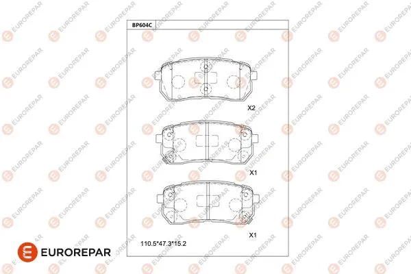 Kit de plaquettes de frein, frein à disque EUROREPAR 1681236180