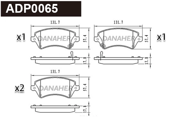 Kit de plaquettes de frein, frein à disque DANAHER ADP0065