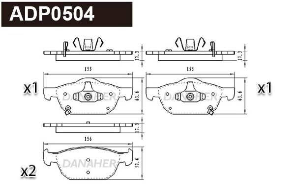 Kit de plaquettes de frein, frein à disque DANAHER ADP0504