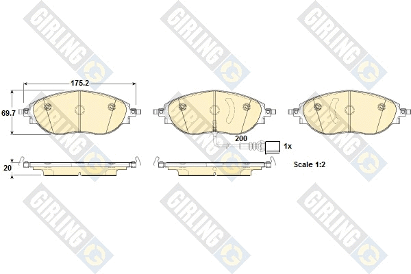 Kit de plaquettes de frein, frein à disque GIRLING 6119184