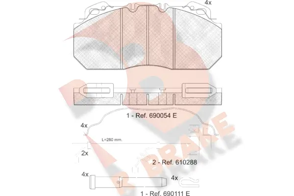 Kit de plaquettes de frein, frein à disque R BRAKE RB1163-119