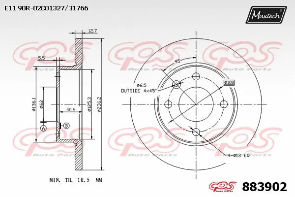 Disque de frein MAXTECH 883902