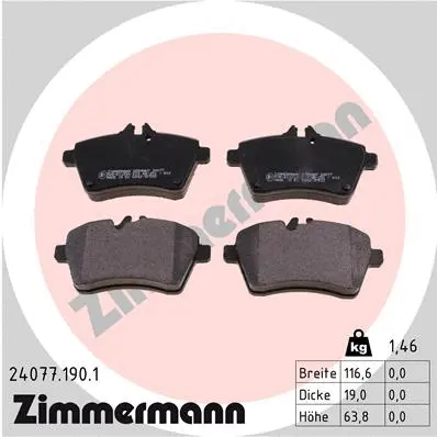 Kit de plaquettes de frein, frein à disque ZIMMERMANN 24077.190.1