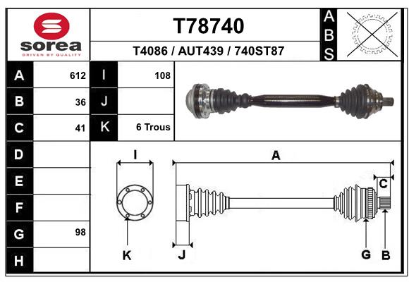 Arbre de transmission EAI T78740