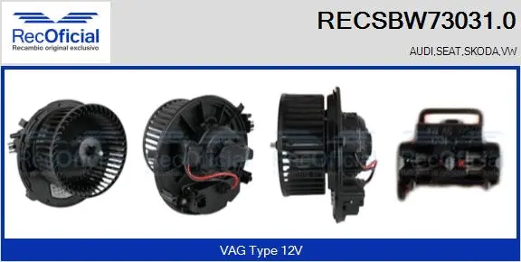 Pulseur d'air habitacle RECOFICIAL RECSBW73031.0